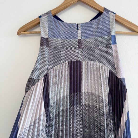 WHISTLES BLUE PLAID PLEATS BACK BOHO DRESS - SIZE 2 - Picture 5 of 8